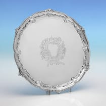 Antique Sterling Silver Salver - Gibson & Langman, hallmarked in 1889 London - Victorian - Thumbnail 1