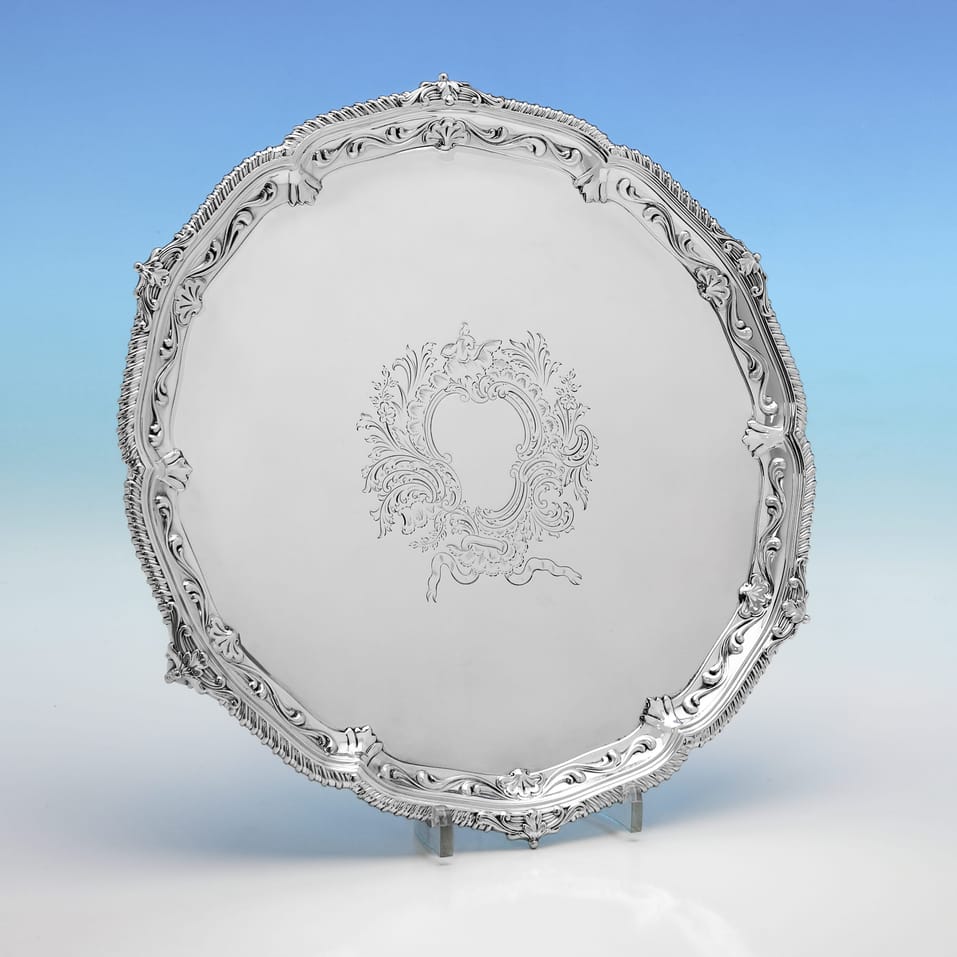 Antique Sterling Silver Salver - Gibson & Langman, hallmarked in 1889 London - Victorian