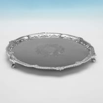 Antique Sterling Silver Salver - Gibson & Langman, hallmarked in 1889 London - Victorian - Thumbnail 2