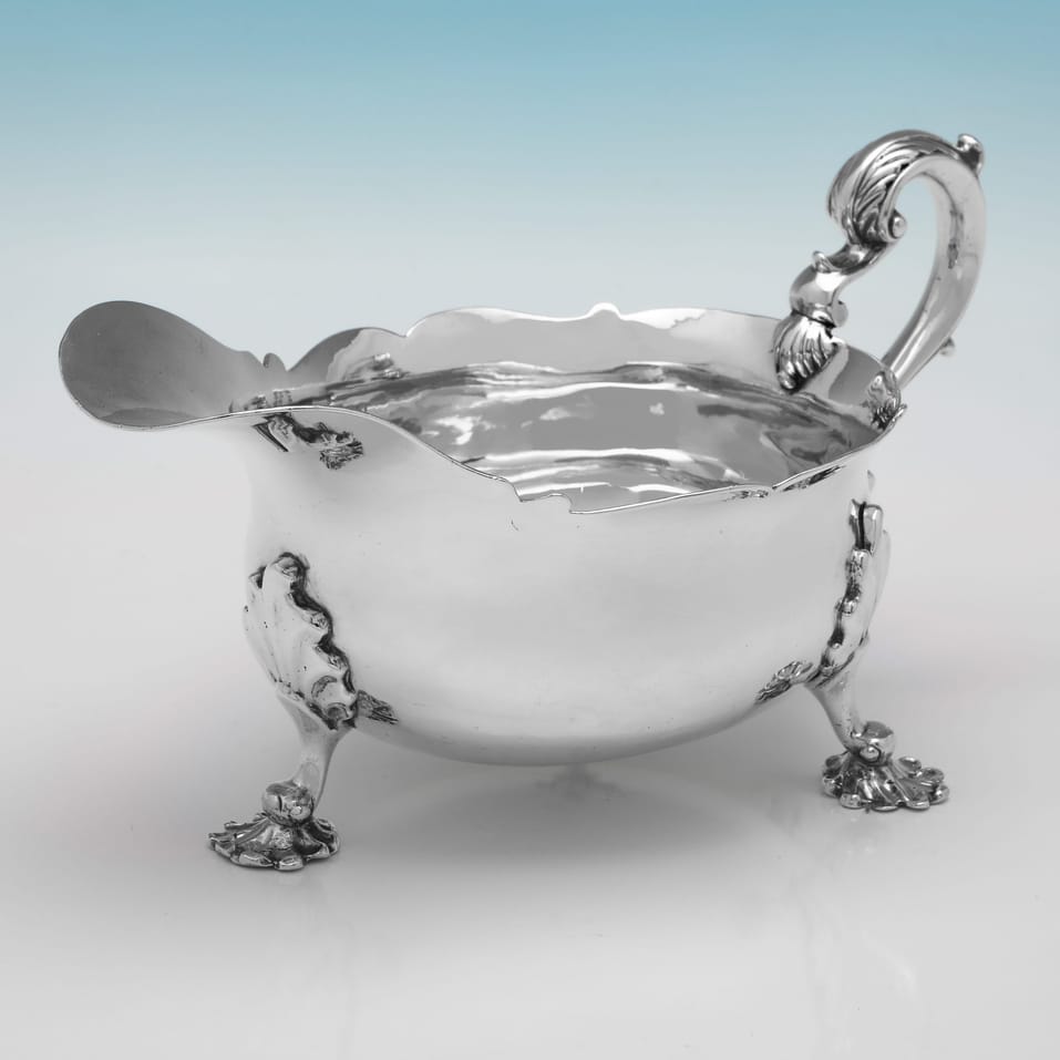 Antique Sterling Silver Sauce Boat - William Galloway, hallmarked in 1823 London - George IV