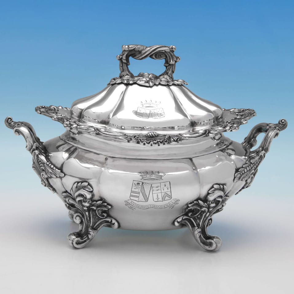 Antique Sterling Silver Pair of Sauce Tureens - John Figg, hallmarked in 1842 London - Victorian - Image 2