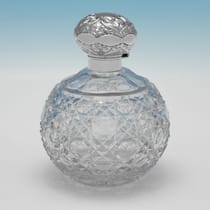 Antique Sterling Silver & Glass Scent Bottle - William Devenport, hallmarked in 1904 Birmingham - Edwardian - Thumbnail 1