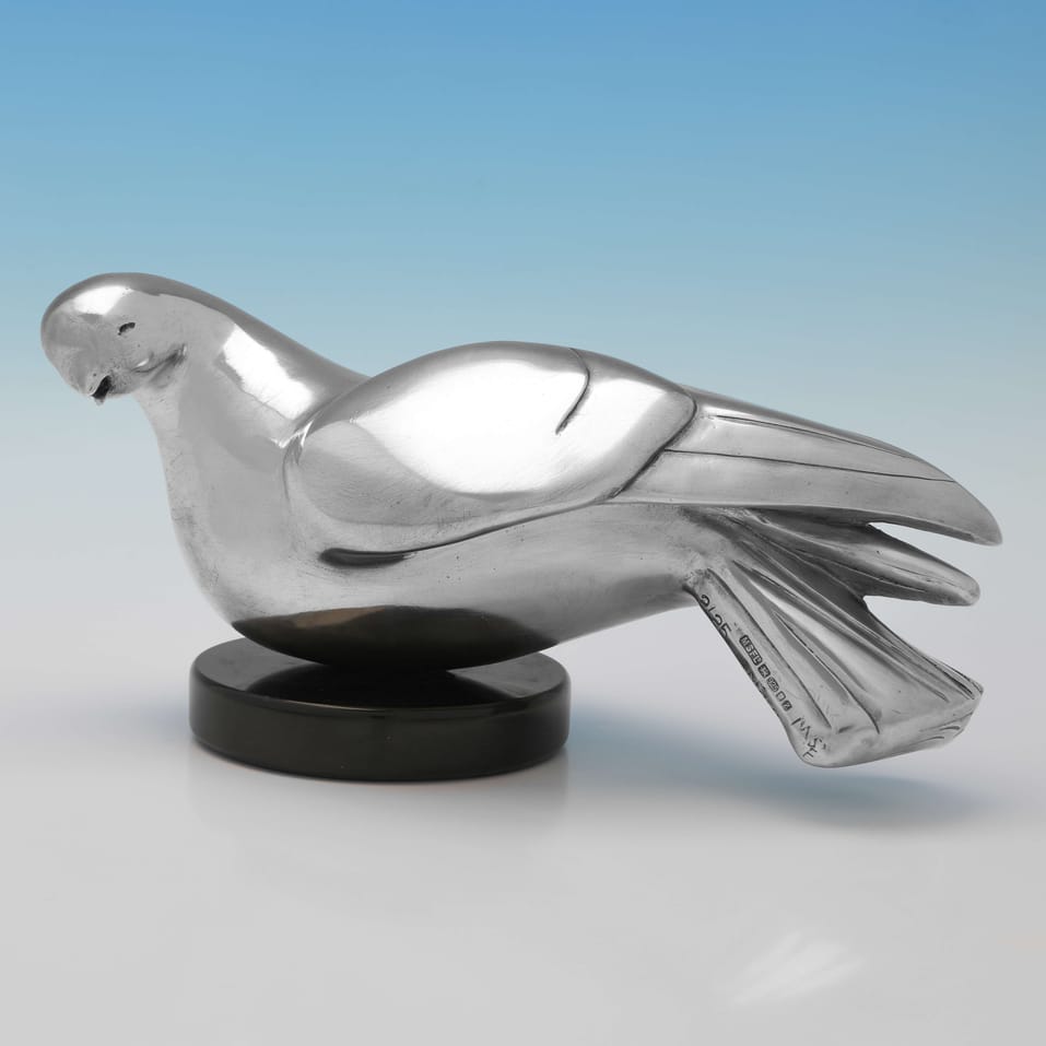 Sterling Silver Dove Sculpture - Morris Singer Foundry, hallmarked in 1999 London - Elizabeth II