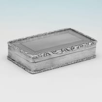 Antique Sterling Silver Snuff Box - Francis Clark, hallmarked in 1843 Birmingham - Victorian - Thumbnail 1