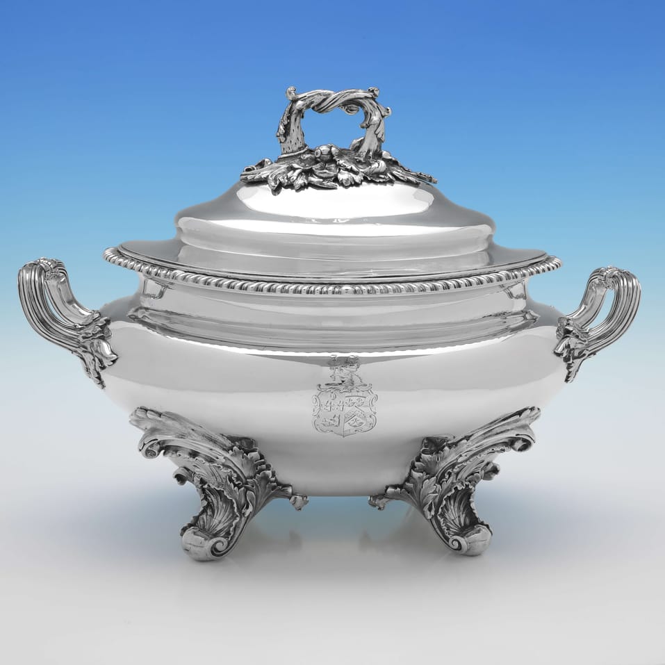 Antique Sterling Silver Soup Tureen - Barnards, hallmarked in 1835 London - William IV