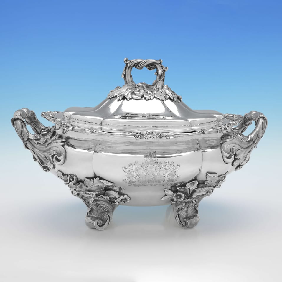 Antique Sterling Silver Soup Tureen - Benjamin Preston, hallmarked in 1827 London - George IV