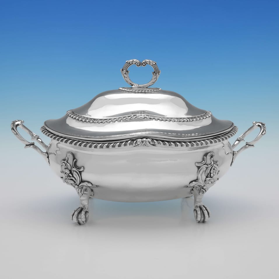 Antique Sterling Silver Soup tureen - Lewis Herne & Francis Butty, hallmarked in 1766 London - George III