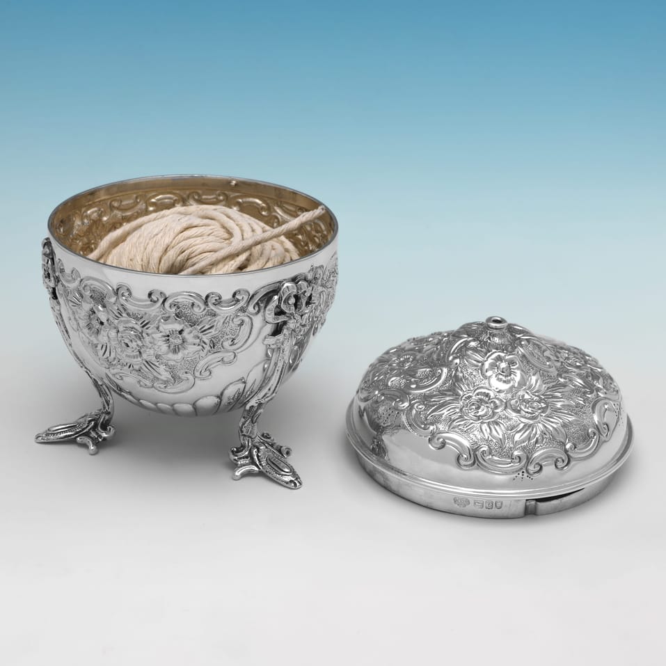 Antique Sterling Silver String Box - Goldsmiths & Silversmiths Co., hallmarked in 1900 London - Victorian - Image 3