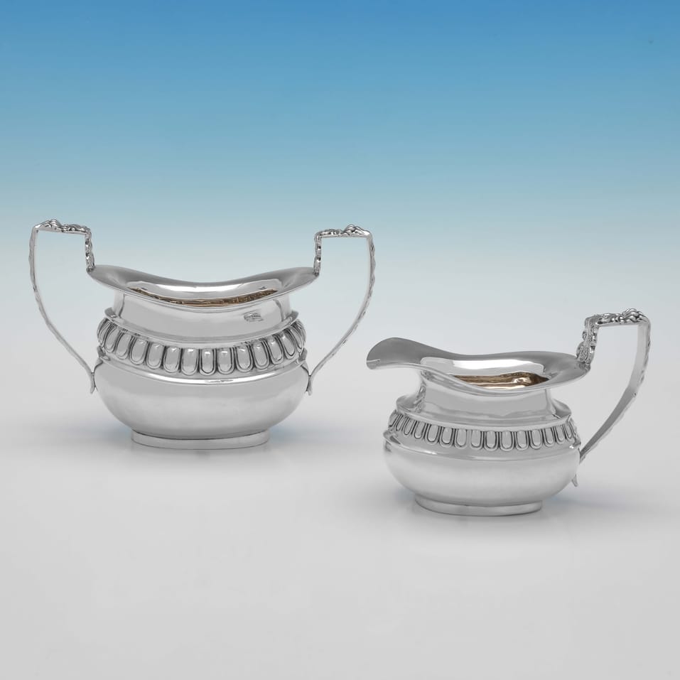 Antique Sterling Silver Sugar And Cream Sets - Nathan & Hayes, hallmarked in 1905 Chester - Edwardian