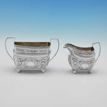 Antique Sterling Silver Sugar & Cream Set - Crispin Fuller, hallmarked in 1804 London - George III - Thumbnail 1