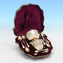 Antique Sterling Silver Sugar & Cream Set - Wakely & Wheeler, hallmarked in 1887 London - Victorian - Thumbnail 1