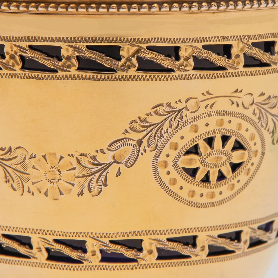 Antique Sterling Silver & Glass Gilt Sugar Basket - hallmarked in 1921 Sheffield - George V - Image 3