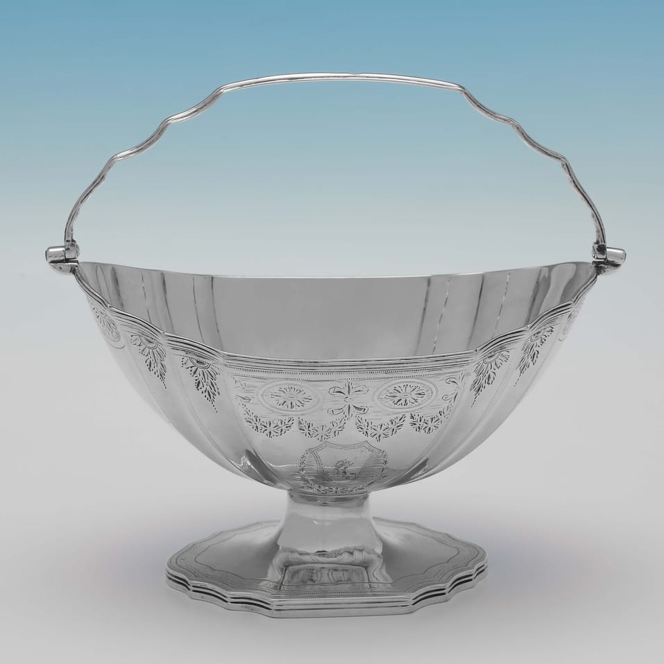 Antique Sterling Silver Sugar Basket - Solomon Hougham, hallmarked in 1795 London - George III