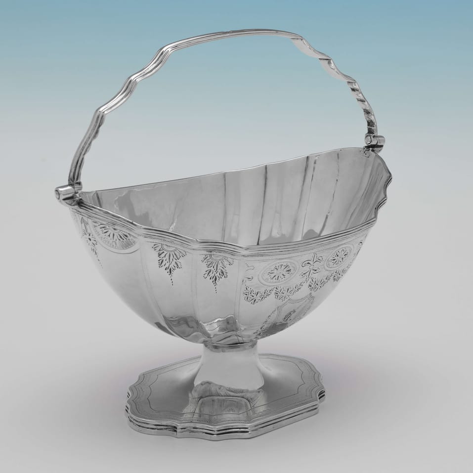 Antique Sterling Silver Sugar Basket - Solomon Hougham, hallmarked in 1795 London - George III - Image 2