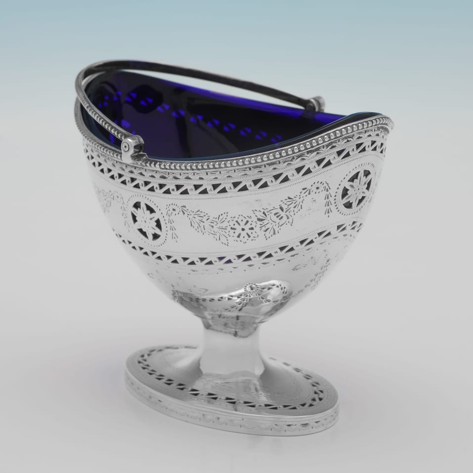 Antique Sterling Silver Sugar Basket - Robert Hennell I, hallmarked in 1784 London - George III - Image 3