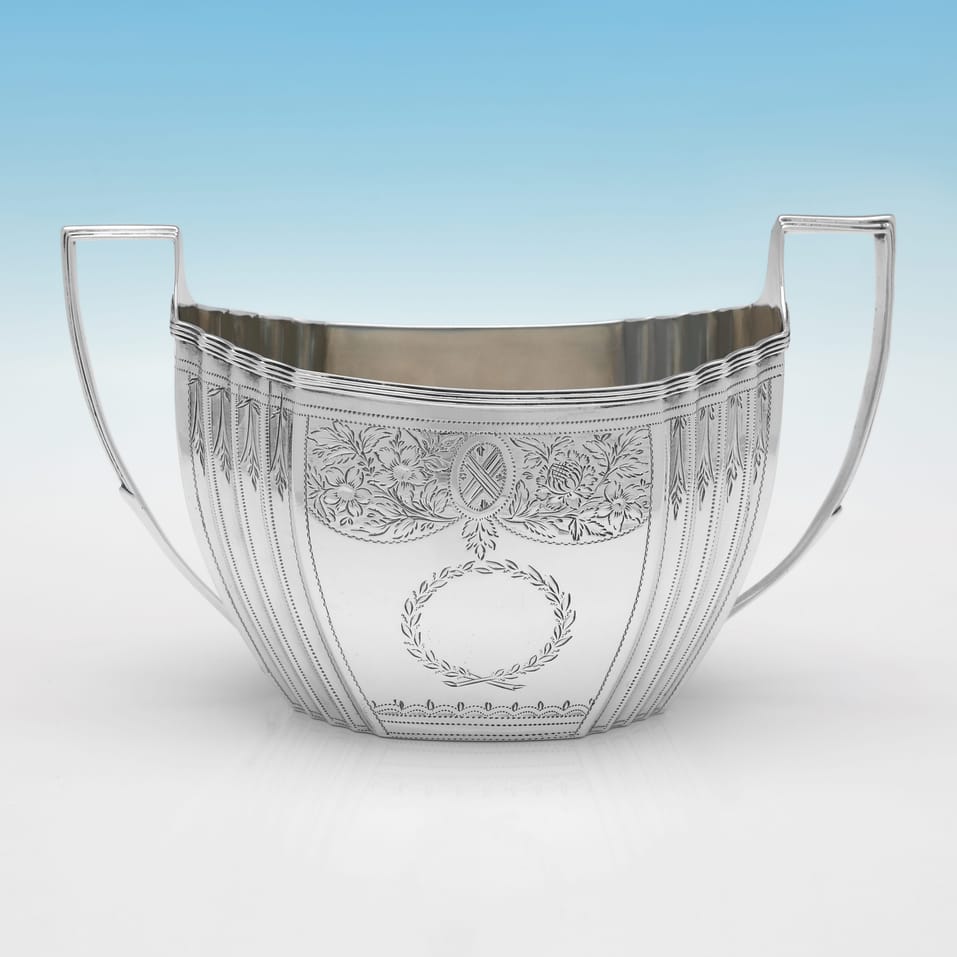 Antique Sterling Silver Sugar bowl - Samuel Godbehere, Edward Wigan & James Boult, hallmarked in 1803 London - George III