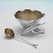 Antique Sterling Silver Sugar Bowl & Sifter Spoon - Heath & Middleton, hallmarked in 1902 London - Edwardian - Thumbnail 2