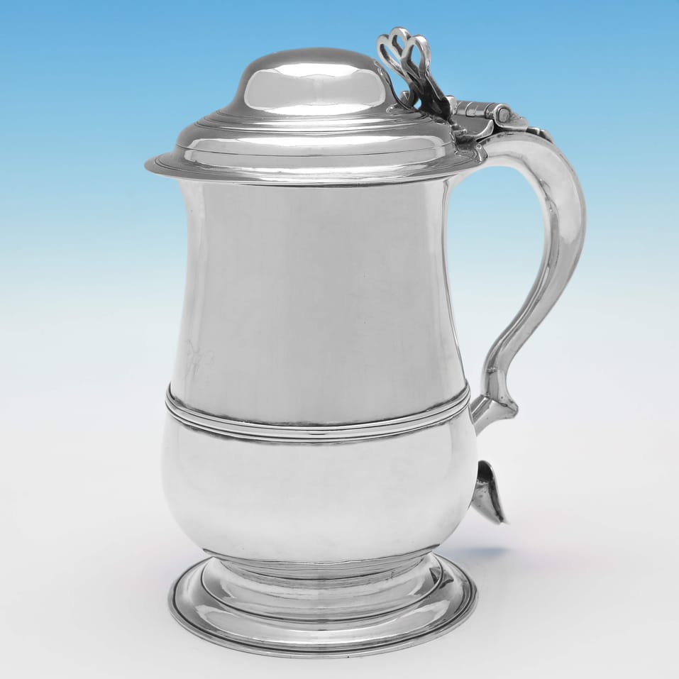 Antique Sterling Silver Tankard - John Kentenber, hallmarked in 1773 London - George III