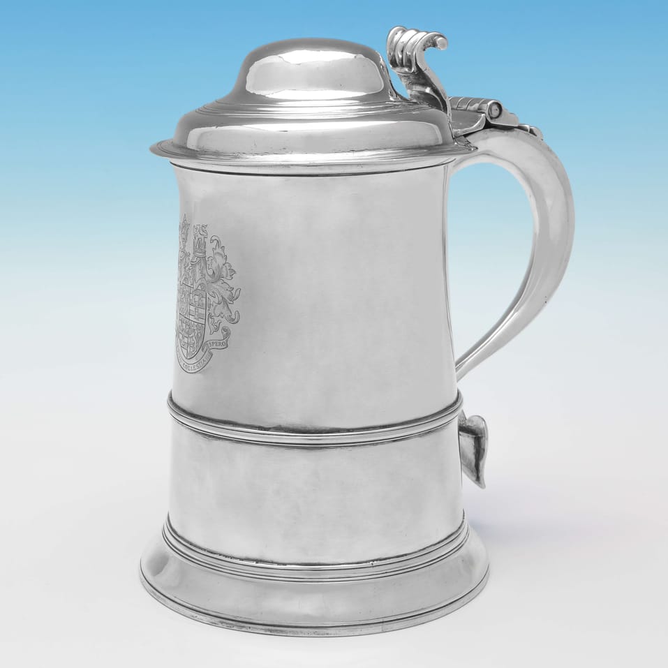 Antique Sterling Silver Straight Sided Tankard - John King, hallmarked in 1774 London - George III