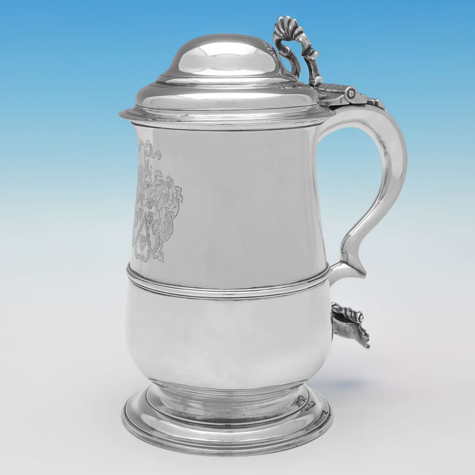 Antique Sterling Silver Tankard - William Plummer, hallmarked in 1772 London - George III