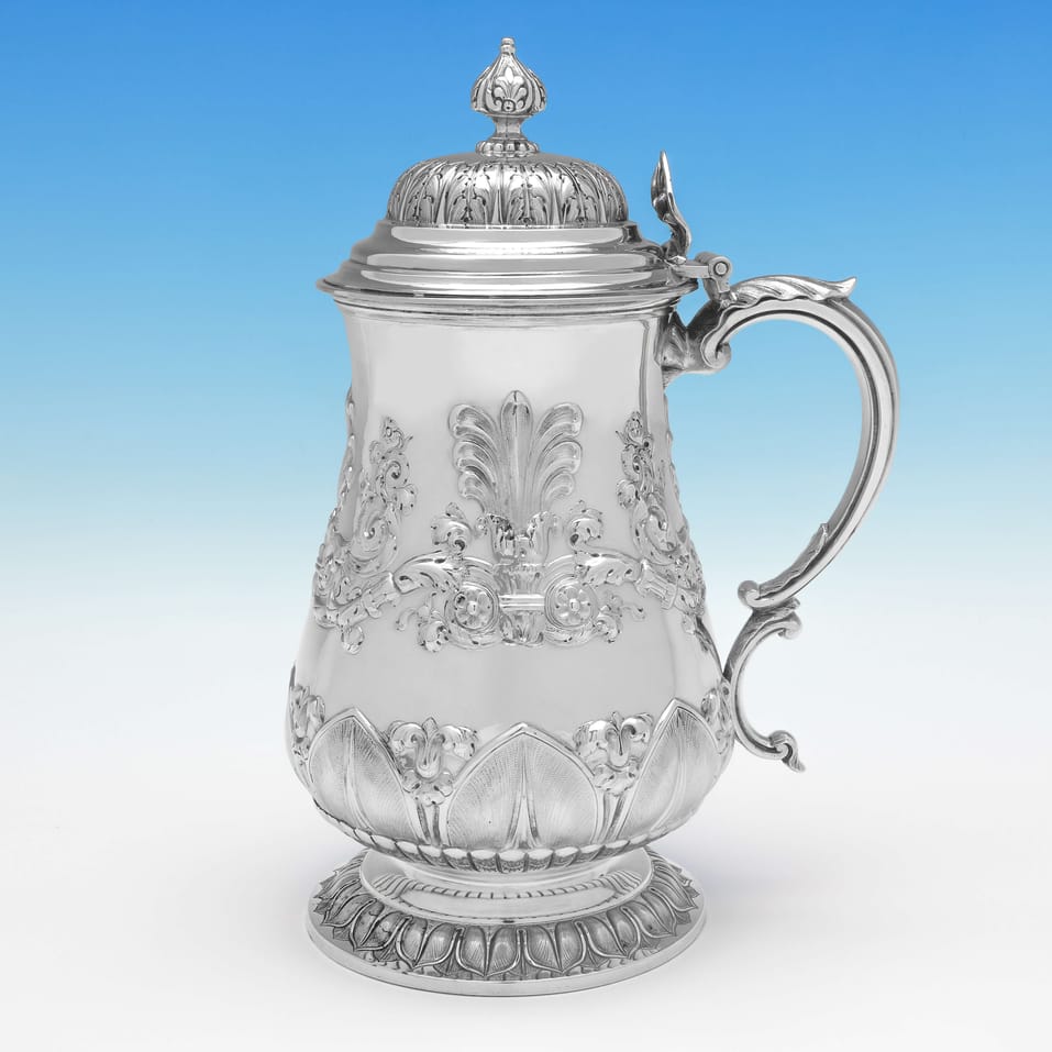 Antique Sterling Silver Tankard - Hawksworth Eyres & Co., hallmarked in 1856 Sheffield - Victorian