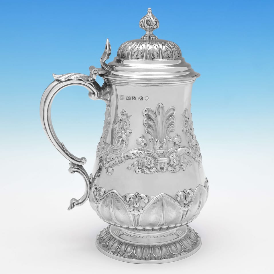 Antique Sterling Silver Tankard - Hawksworth Eyres & Co., hallmarked in 1856 Sheffield - Victorian - Image 3