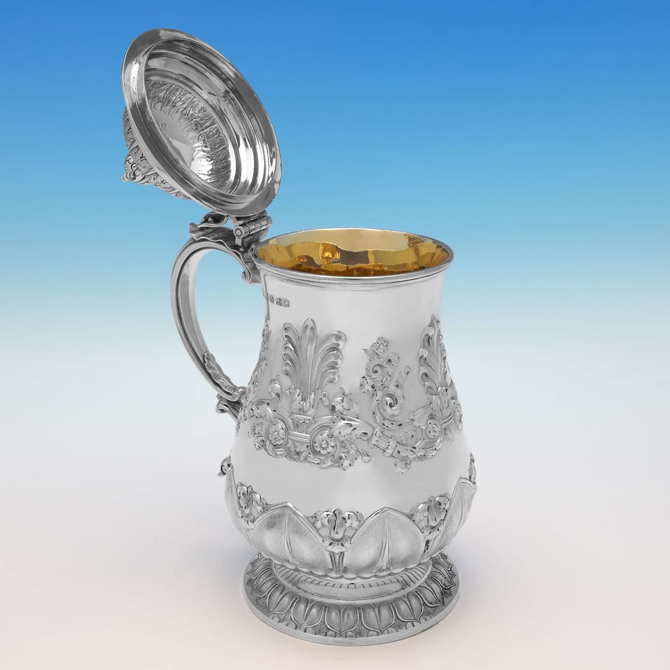 Antique Sterling Silver Tankard - Hawksworth Eyres & Co., hallmarked in 1856 Sheffield - Victorian - Image 5