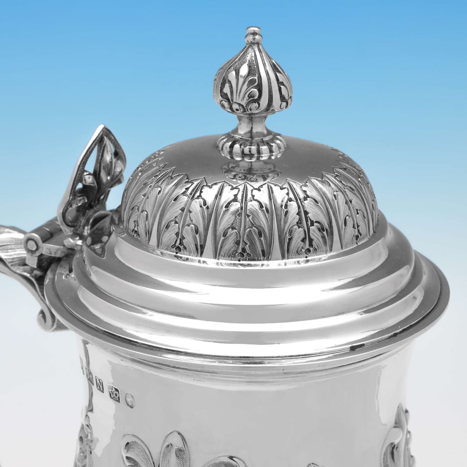 Antique Sterling Silver Tankard - Hawksworth Eyres & Co., hallmarked in 1856 Sheffield - Victorian - Image 6