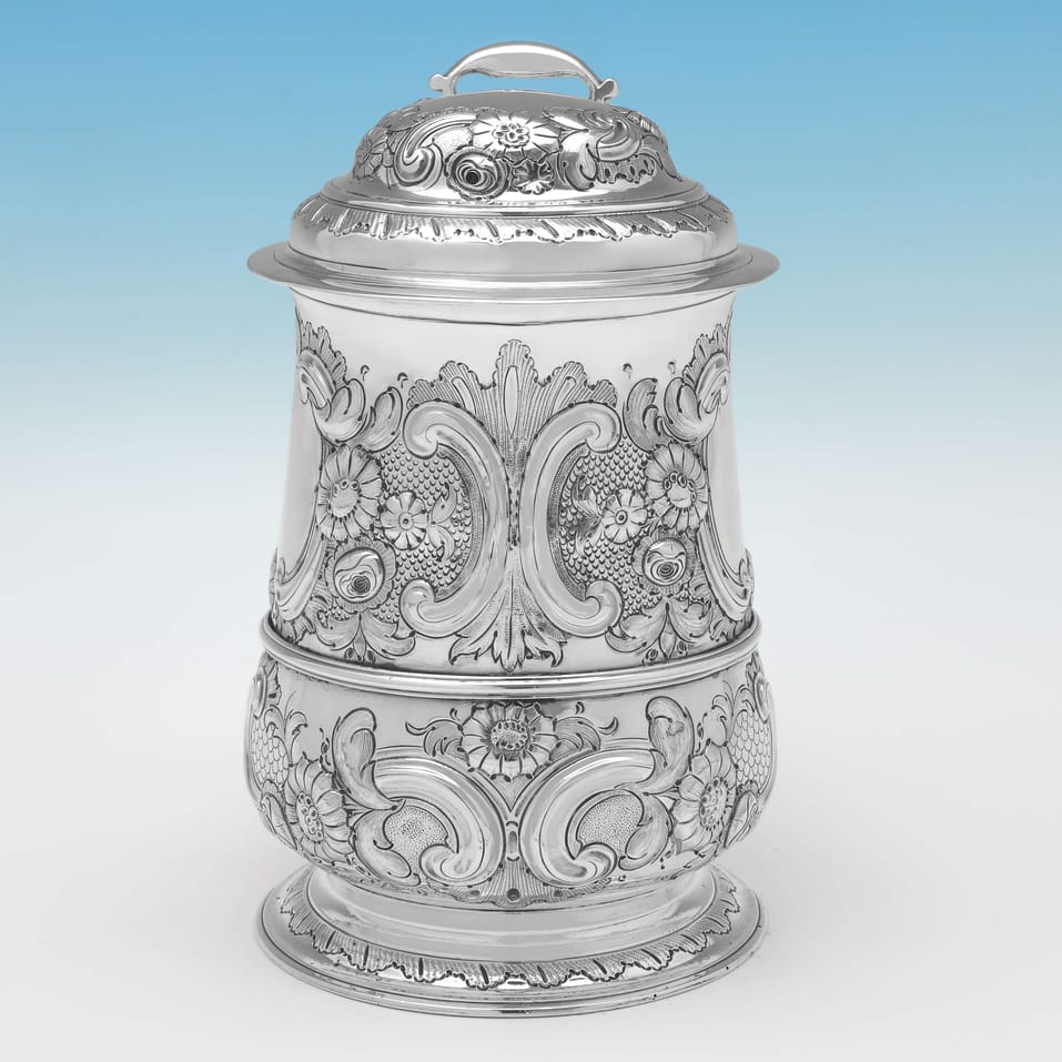 Antique Sterling Silver Tankard - John Langlands I & John Goodrick, hallmarked in 1756 Newcastle - George II - Image 2