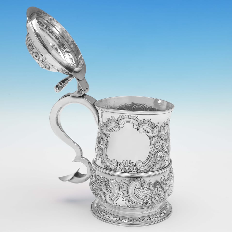 Antique Sterling Silver Tankard - John Langlands I & John Goodrick, hallmarked in 1756 Newcastle - George II - Image 4