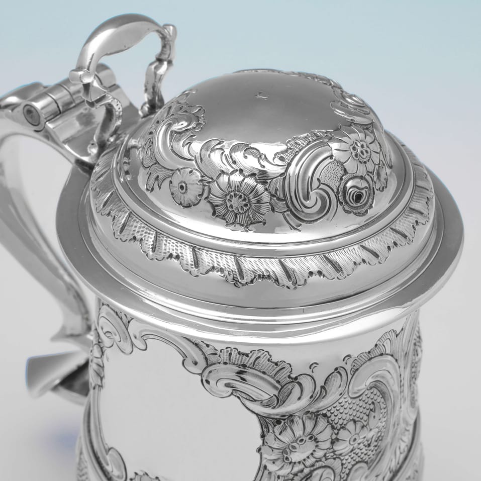 Antique Sterling Silver Tankard - John Langlands I & John Goodrick, hallmarked in 1756 Newcastle - George II - Image 5