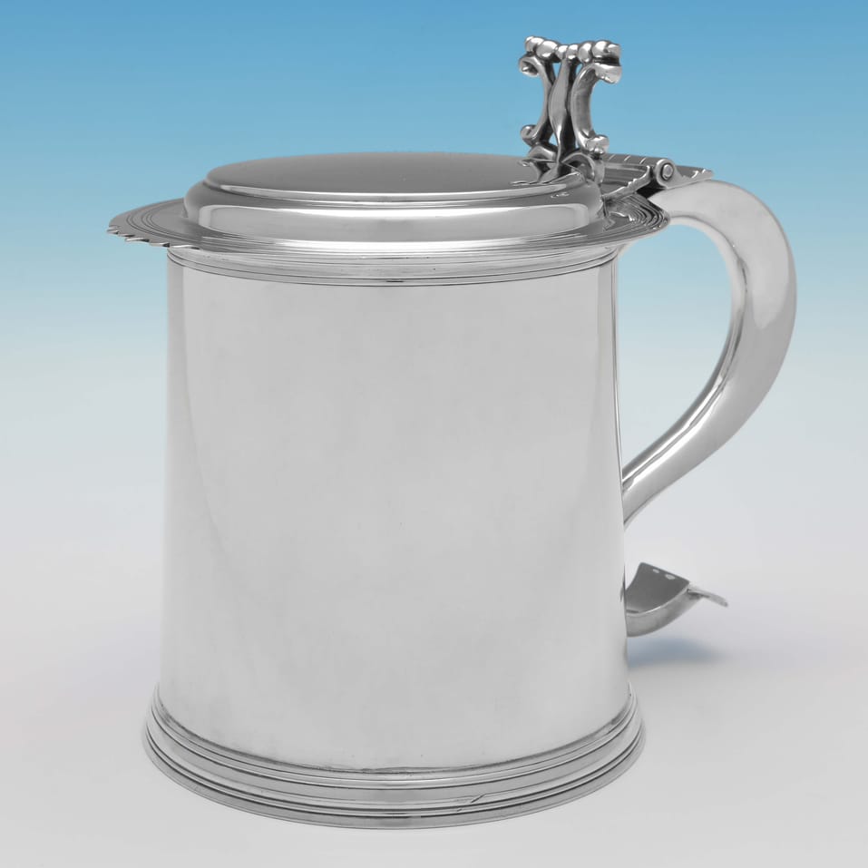 Sterling Silver Flat Top Tankard - Thomas Bradbury & Sons, hallmarked in 1928 Sheffield - George V