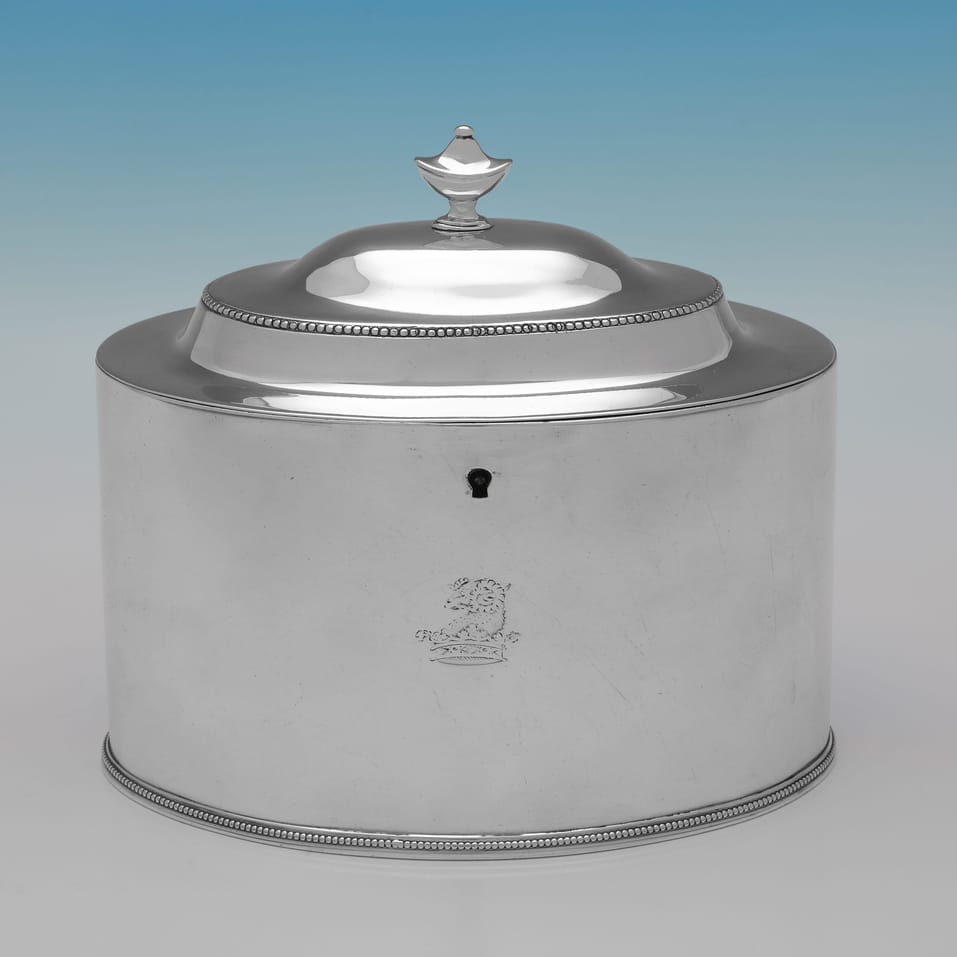 Antique Sterling Silver Tea Caddy - Robert & David Hennell, hallmarked in 1800 London - George III