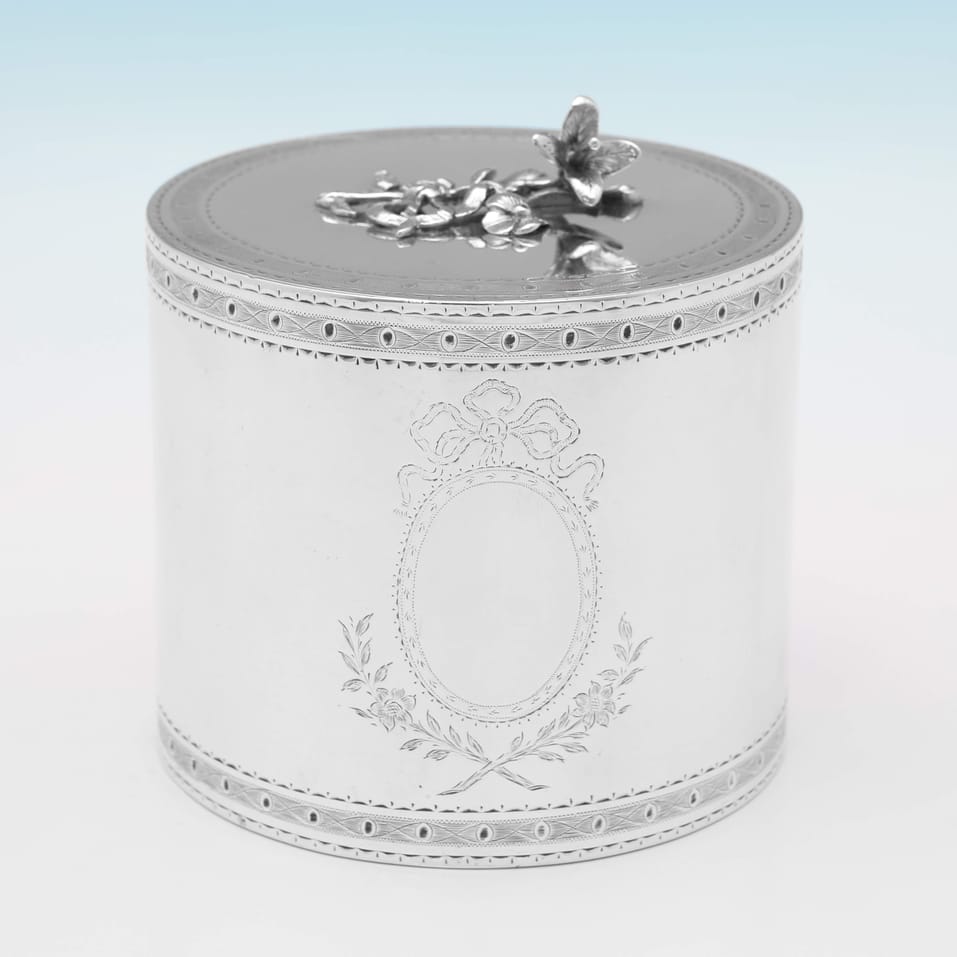 Antique Sterling Silver Tea Caddy - Blackburn & Tysall, hallmarked in 1905 London - Edwardian