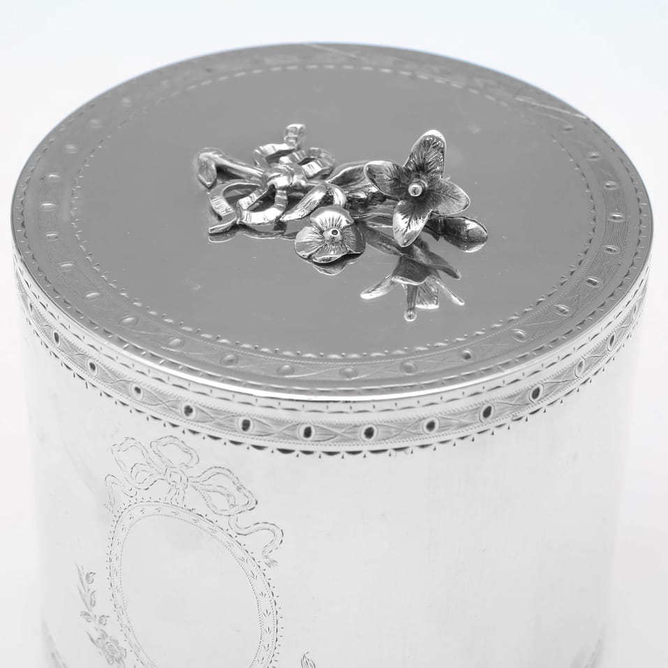 Antique Sterling Silver Tea Caddy - Blackburn & Tysall, hallmarked in 1905 London - Edwardian - Image 4