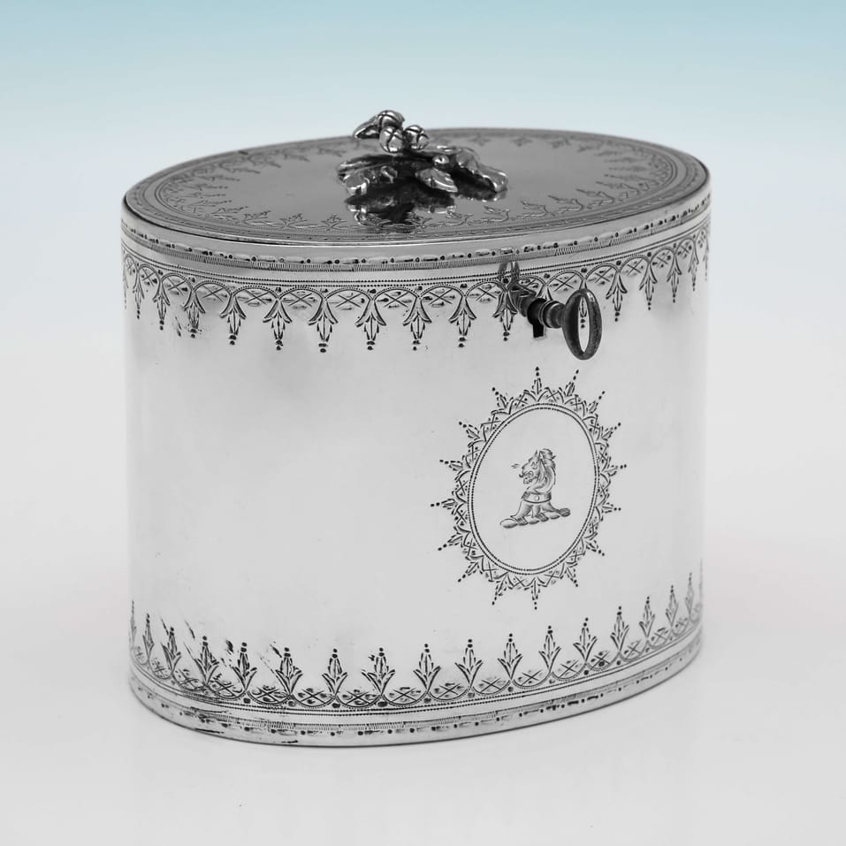 Antique Sterling Silver Tea Caddy - Thomas Paine Dexter, hallmarked in 1806 London - George III