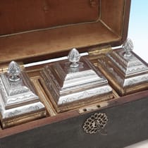 Antique Sterling Silver Suite of Tea & Sugar Caddies - John Pero, hallmarked in 1739 London - George II - Thumbnail 9