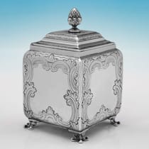 Antique Sterling Silver Suite of Tea & Sugar Caddies - John Pero, hallmarked in 1739 London - George II - Thumbnail 10