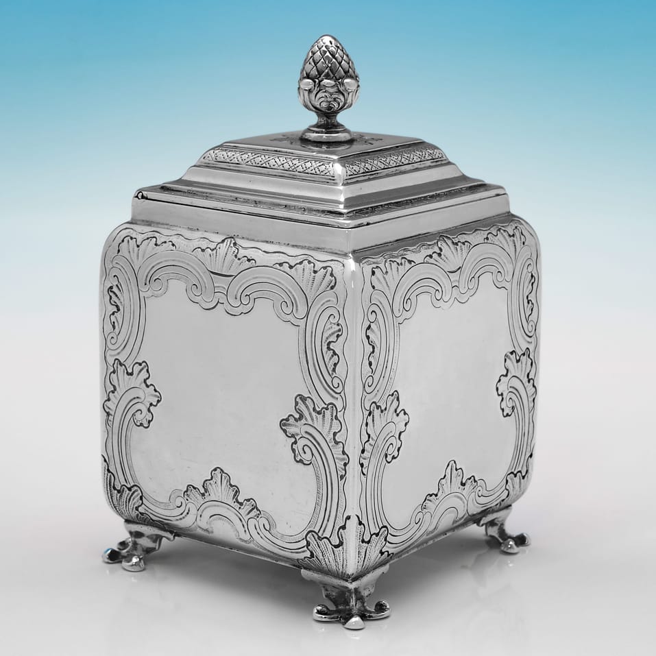 Antique Sterling Silver Suite of Tea & Sugar Caddies - John Pero, hallmarked in 1739 London - George II - Image 10