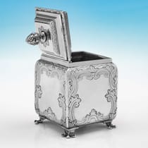 Antique Sterling Silver Suite of Tea & Sugar Caddies - John Pero, hallmarked in 1739 London - George II - Thumbnail 12