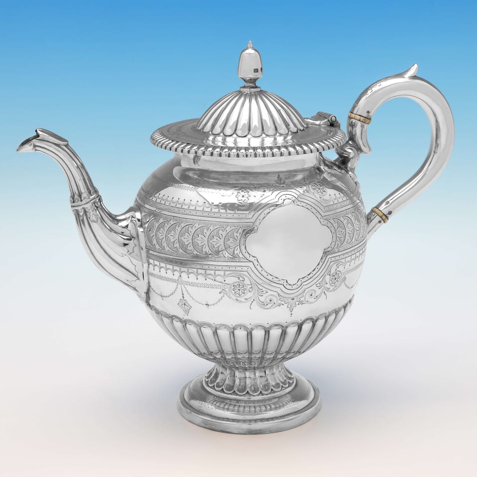 Antique Sterling Silver 3 Piece 'Urn' Shape Tea Set - Roberts & Belk, hallmarked in 1876 Sheffield - Victorian - Image 2