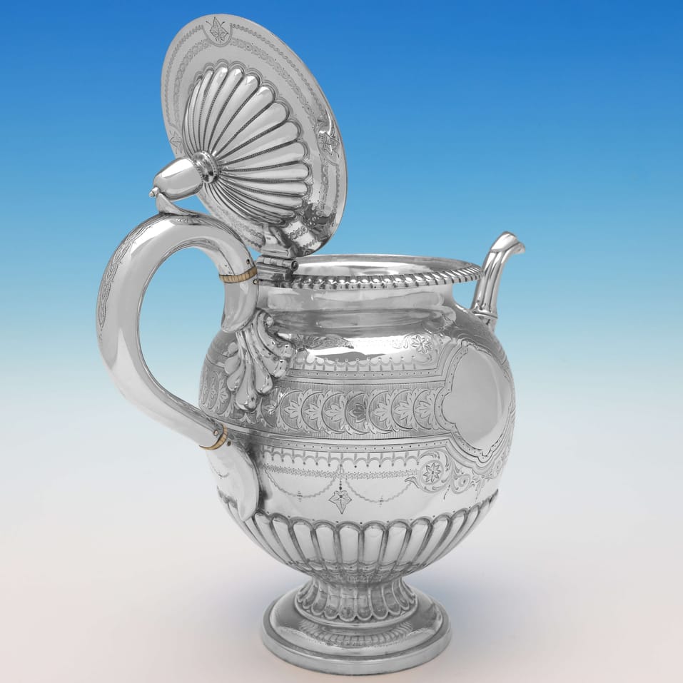 Antique Sterling Silver 3 Piece 'Urn' Shape Tea Set - Roberts & Belk, hallmarked in 1876 Sheffield - Victorian - Image 3