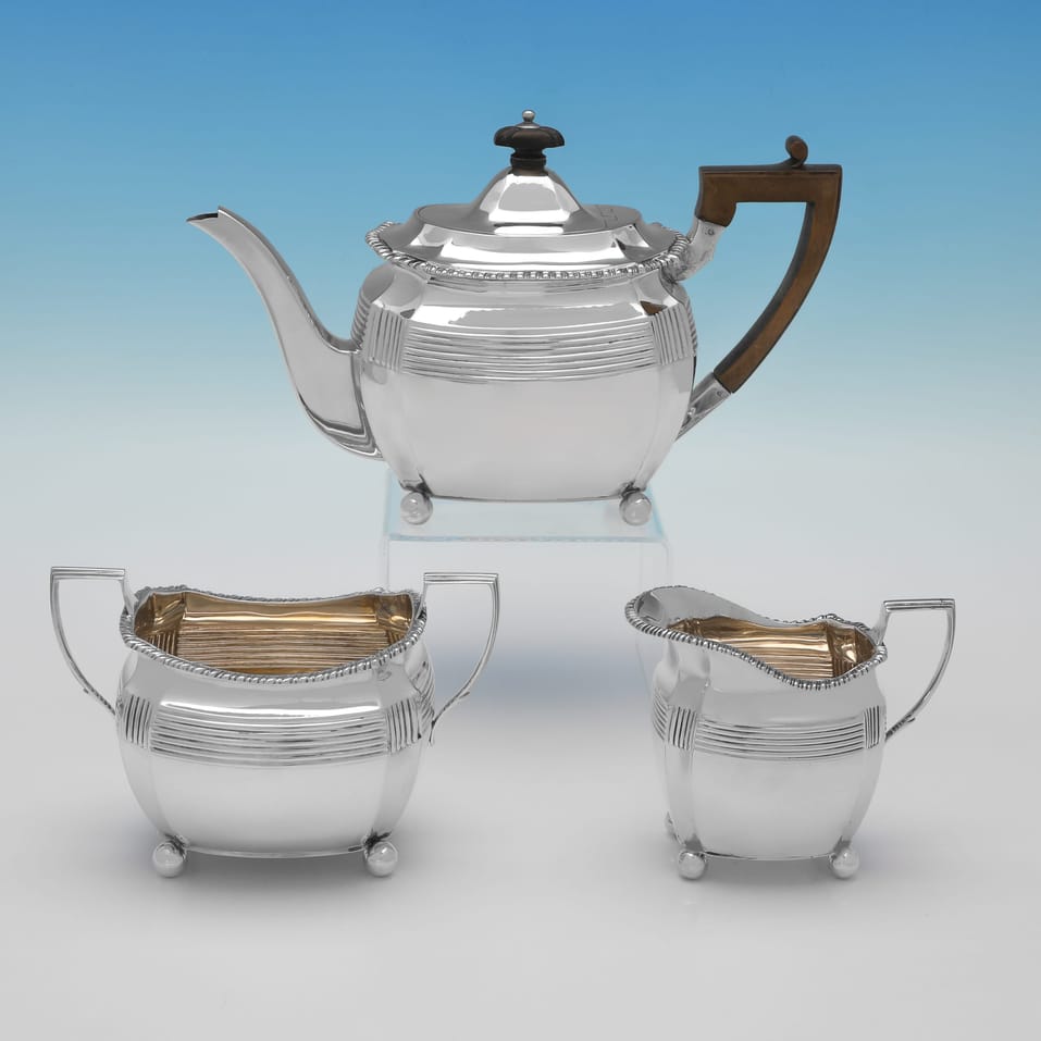 Antique Sterling Silver 3 piece Tea Set - Henry Stratford, hallmarked in 1893 Sheffield - Victorian - Image 1