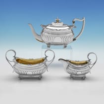 Antique Sterling Silver 3 Piece Tea Set - Crispin Fuller, hallmarked in 1815 London - Regency - Thumbnail 1