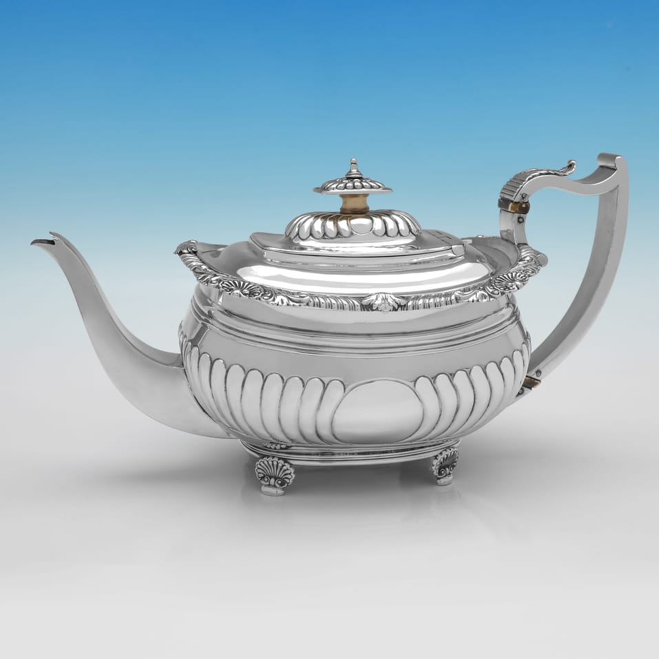 Antique Sterling Silver 3 Piece Tea Set - Crispin Fuller, hallmarked in 1815 London - Regency - Image 2