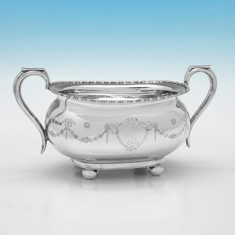 Antique Sterling Silver 4 Piece Tea Set - J. Parkes & Co., hallmarked in 1912 Sheffield - George V - Image 8