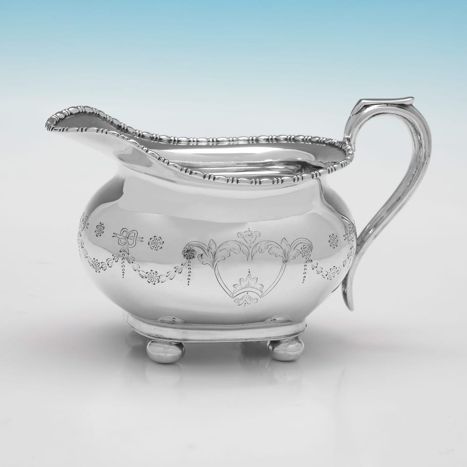 Antique Sterling Silver 4 Piece Tea Set - J. Parkes & Co., hallmarked in 1912 Sheffield - George V - Image 9