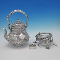 Antique Sterling Silver 7 Piece Tea & Coffee Set - Robert Hennell III, hallmarked in 1861 London - Victorian - Thumbnail 2