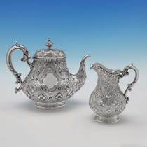 Antique Sterling Silver 7 Piece Tea & Coffee Set - Robert Hennell III, hallmarked in 1861 London - Victorian - Thumbnail 5