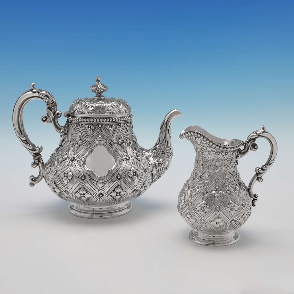 Antique Sterling Silver 7 Piece Tea & Coffee Set - Robert Hennell III, hallmarked in 1861 London - Victorian - Image 5